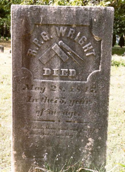 Headstone of R.P.G. Wright, an advocate of universal education for African-Americans, who died 1847 at the age of 75.